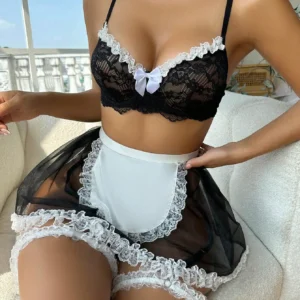 Cosplay Sexy Femme de Chambre – Ensemble Soubrette avec jarretière & culotte assortie